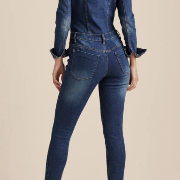 Off-the Shoulder denim jumpsuit - Picture 3 of 3